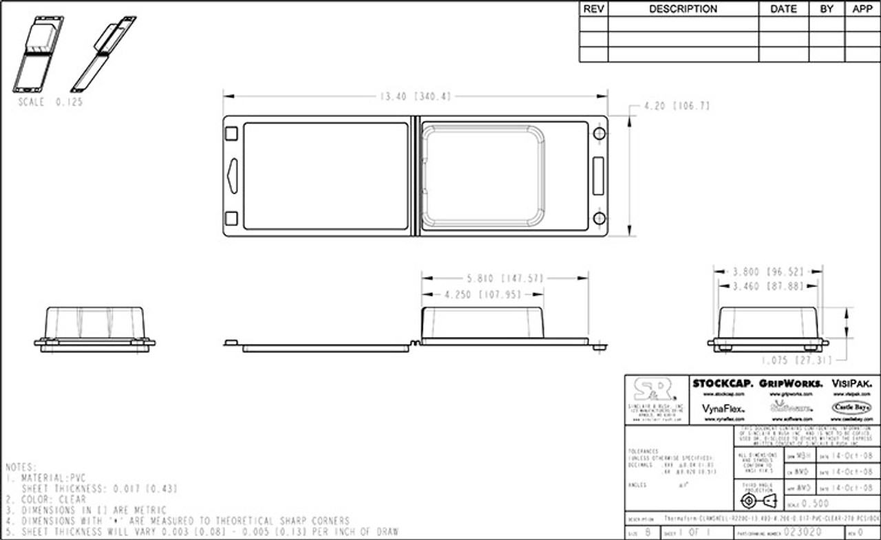 023020 - Stock Clamshell Packaging Technical Drawing