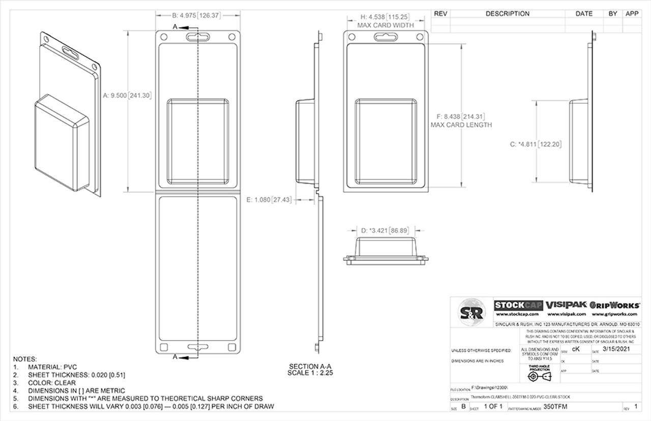 350TFM Stock Clamshell Technical Drawing