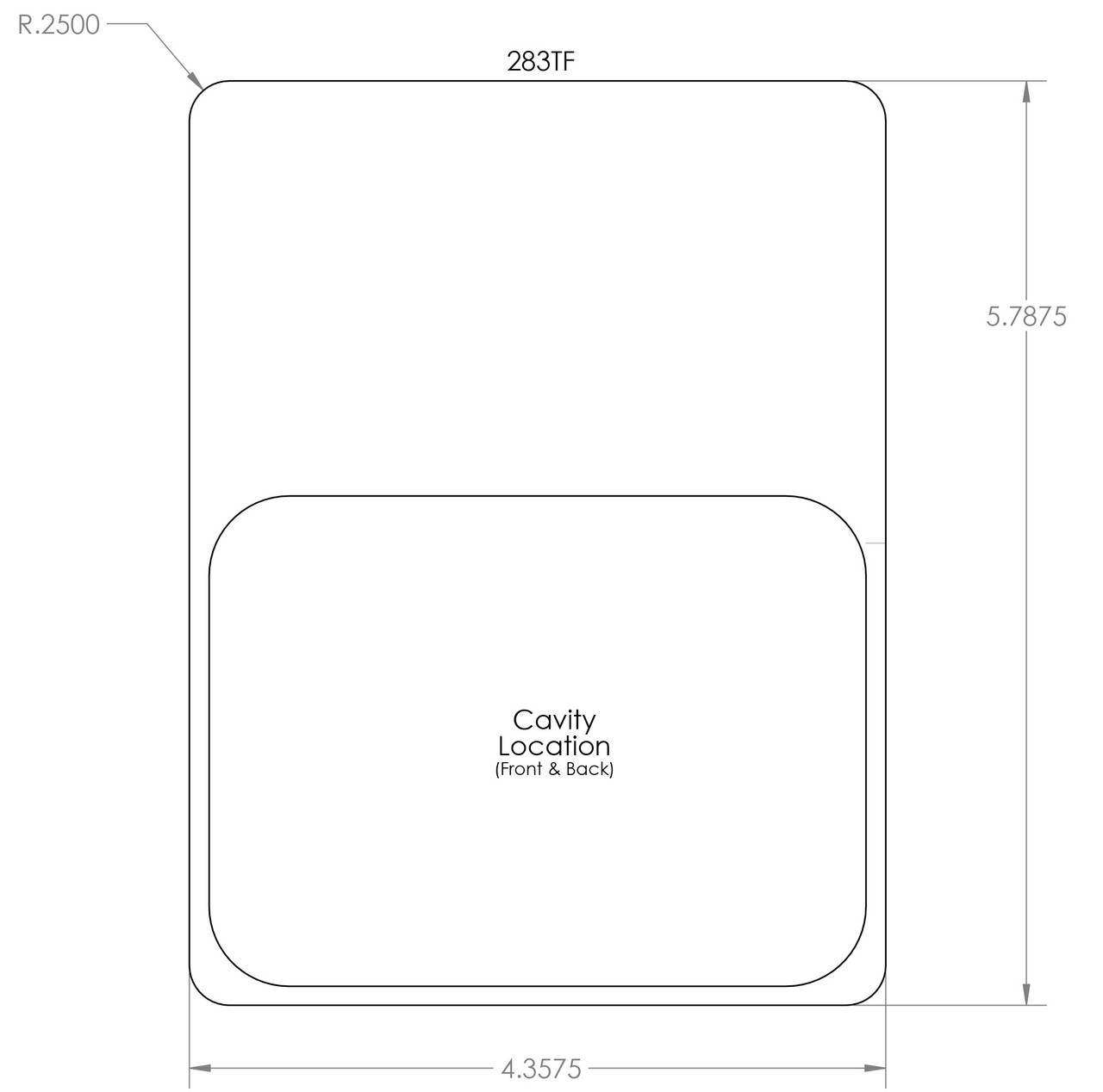 283TF - Stock Clamshell Packaging Header Card Dielines