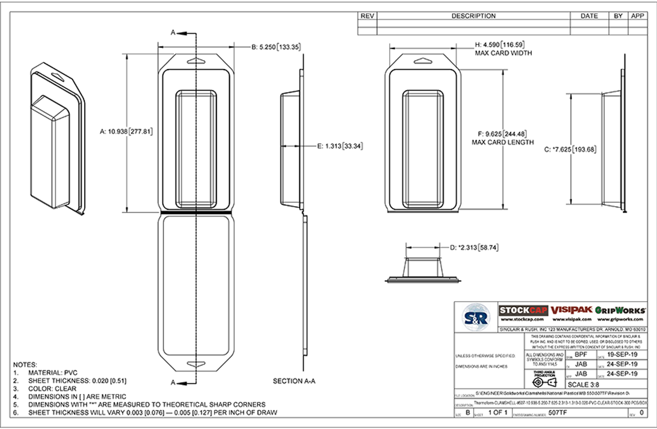 507TF - Stock Clamshell Packaging Technical Drawing