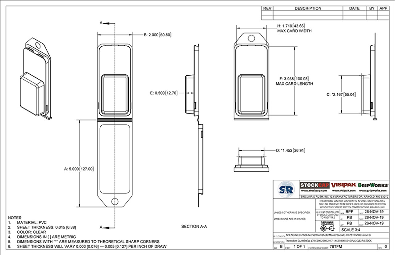 78TFM - Stock Clamshell Packaging Technical Drawing