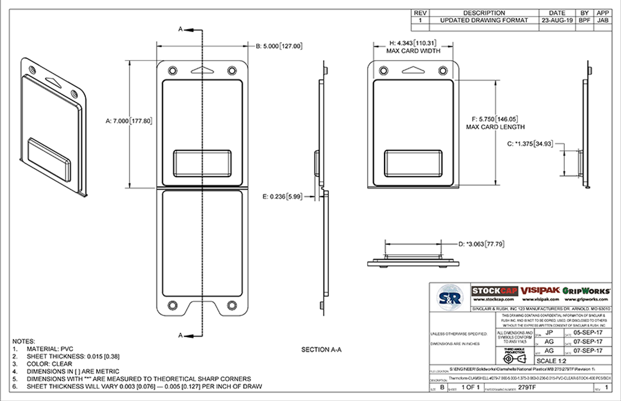 279TF - Stock Clamshell Packaging Technical Drawing