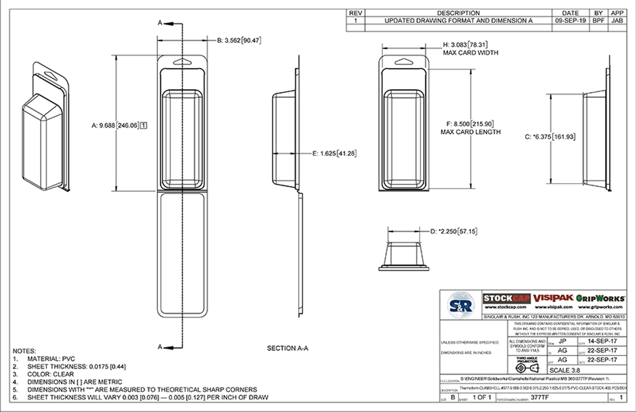 377TF - Stock Clamshell Packaging Technical Drawing