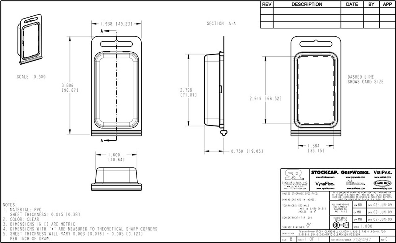 752497 - Stock Clamshell Packaging Technical Drawing