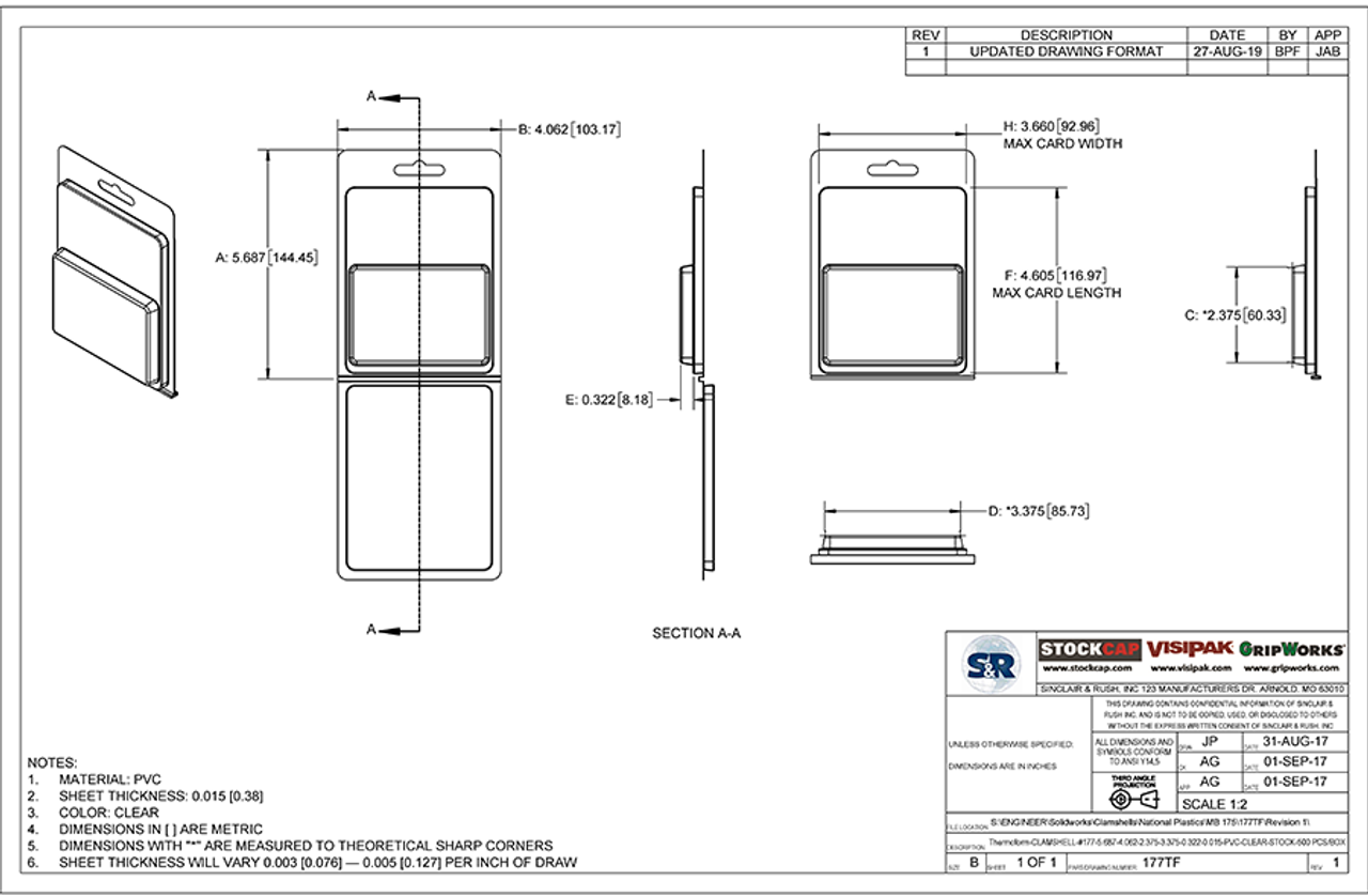 177TF - Stock Clamshell Packaging Technical Drawing