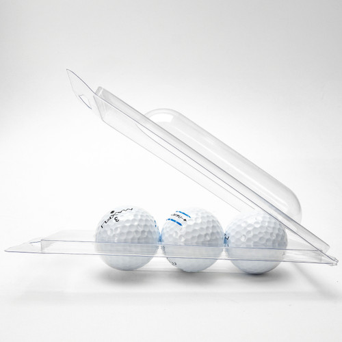 103-Large - 3-Ball Double Hang Hole Golf Ball Clamshell Clear Package Opened