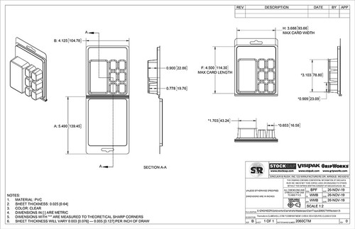 7 Compartment ClamTray Technical Drawing