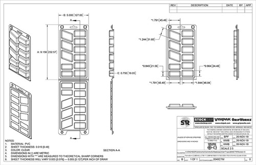 11 Compartment ClamTray Technical Drawing